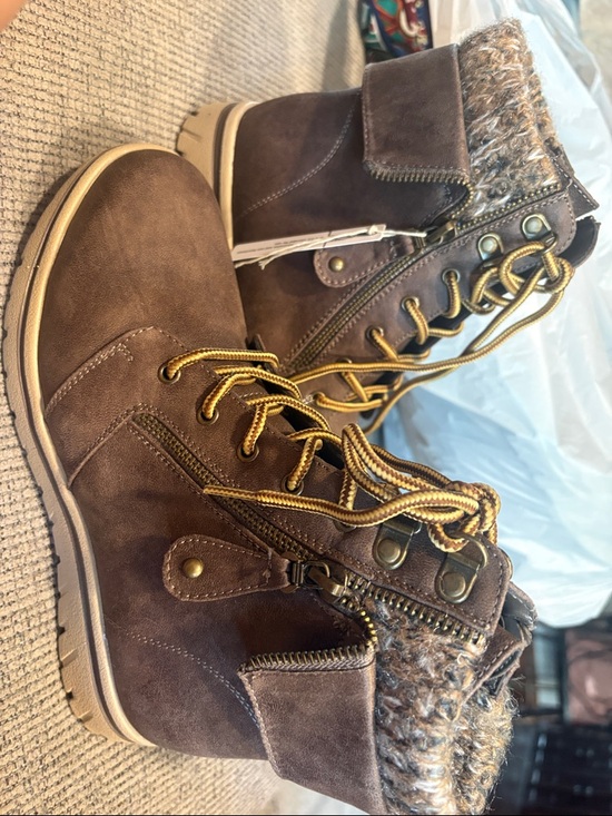 Cliffs by WHITE MOUNTAIN Shoes - Cliffs by WHITE MOUNTAIN Brown Lace-Up Knit-Cuff Combat Boots
